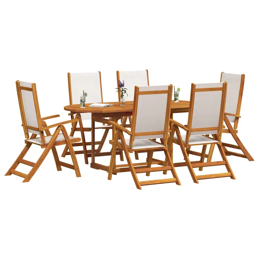 vidaXL Set Pranzo da Giardino 7pz Legno Massello di Acacia e Textilene