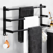 Maniglia di asciugamano estensibile, maniglia di asciugamano senza foratura, maniglia di asciugamano estensibile da 43-78 cm per parete, maniglia di asciugamano per bagno e cucina (nero, 3 strati)