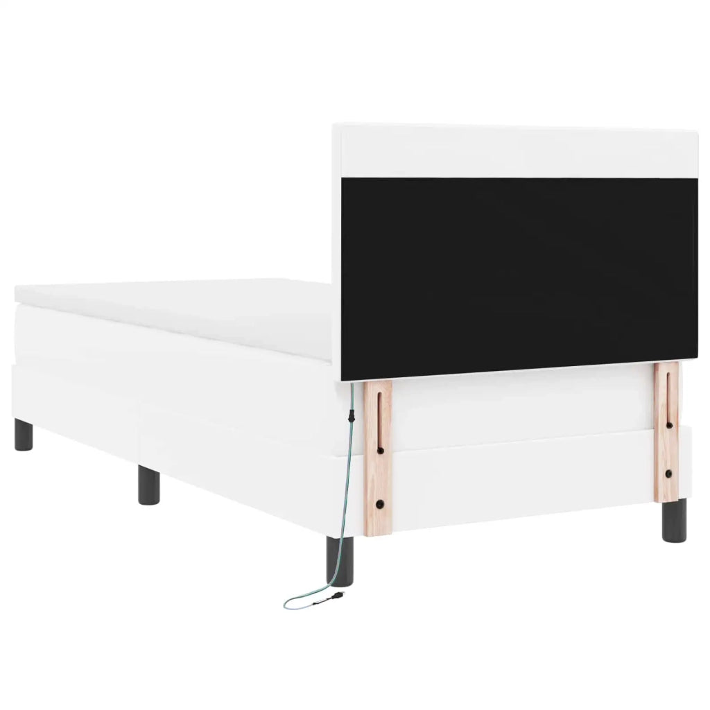 Letto a molle con materasso Bianco 90 x 200 cm Pelle sintetica 3339033