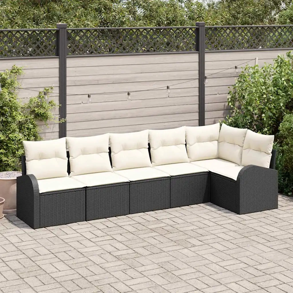 Set Divano da Giardino 6 pcs Nero e Bianco polyrattan 3354726