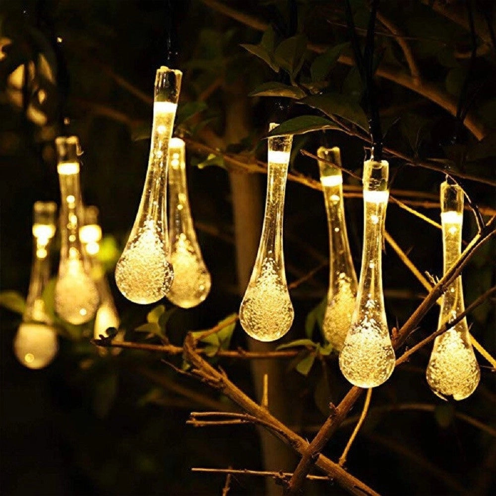 Trade Shop - Catena Luminosa 50 Gocce Luminose Led Ad Energia Solare Ip44 Luce Calda Xc-4806 -
