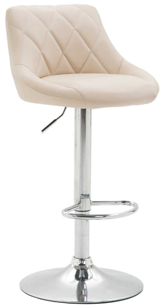Sgabello Lazio in similpelle crema,cromo