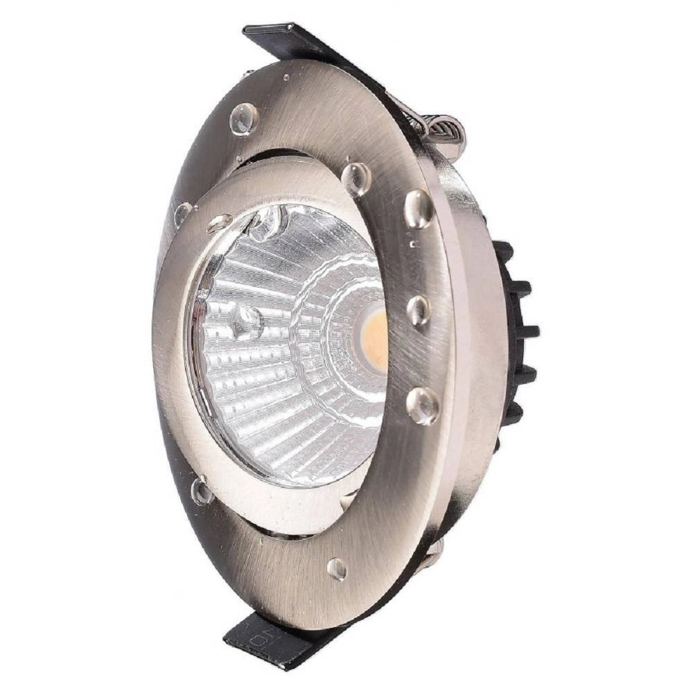 Trade Shop - Faretto Incasso Tondo Slim Luce Box Doccia Led 8w Orientabile Dimmerabile Nichel - -bianco Caldo      -
