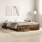 Struttura Letto con Cassetti Legno Invecchiato 135x190 cm Legno Ingegnerizzato