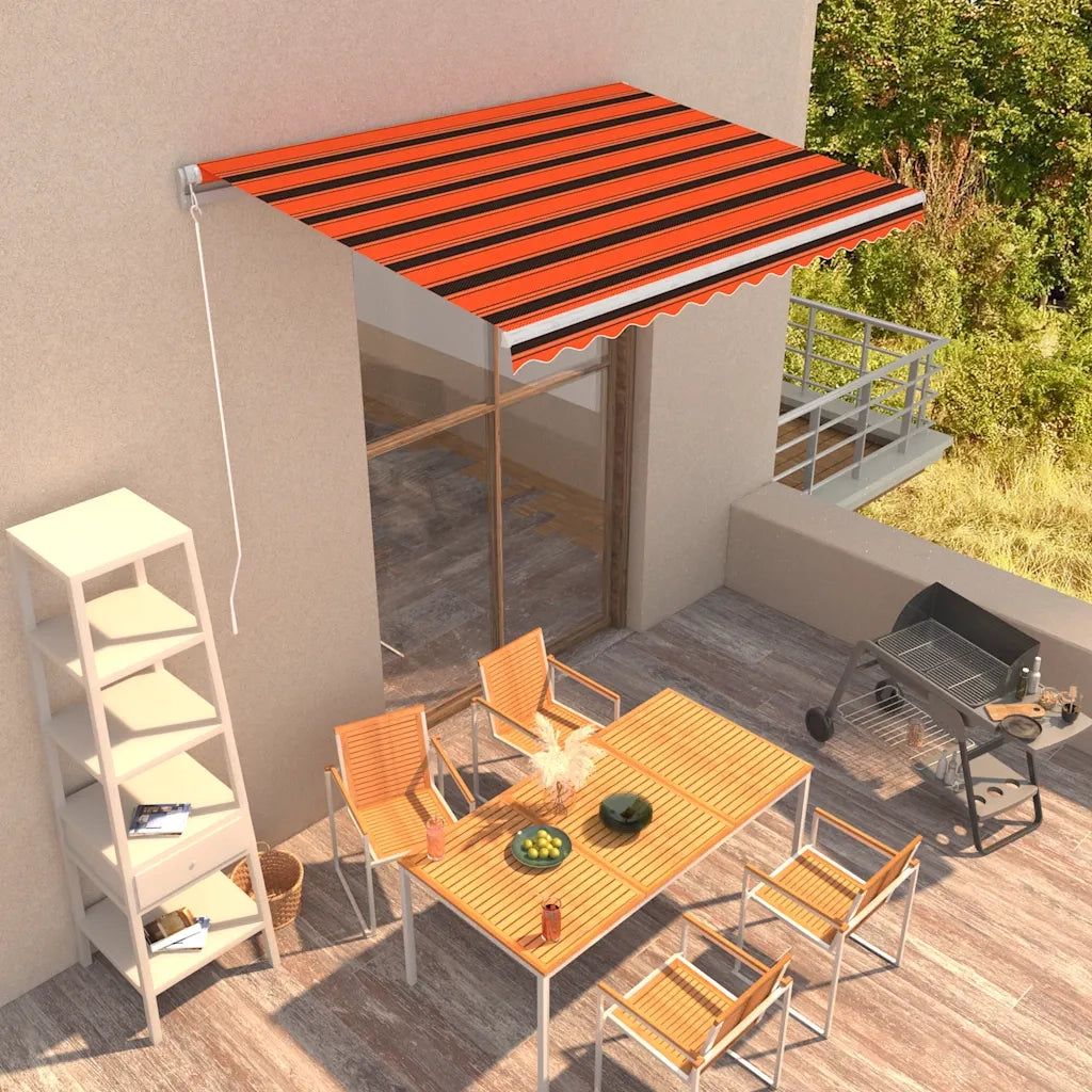 Tenda da Sole | Tenda parasole Retrattile Manuale 350x250 cm Arancione e Marrone
