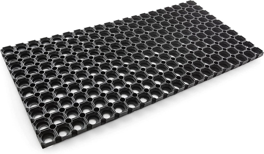 Zerbino Gomma Dura 40x70 cm Antiscivolo Raschiafango Drenante Esterno Robusto Made In Italy