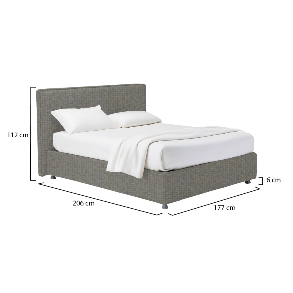 Widnes, Letto Matrimoniale Sfoderabile Made in Italy, Grigio Cenere