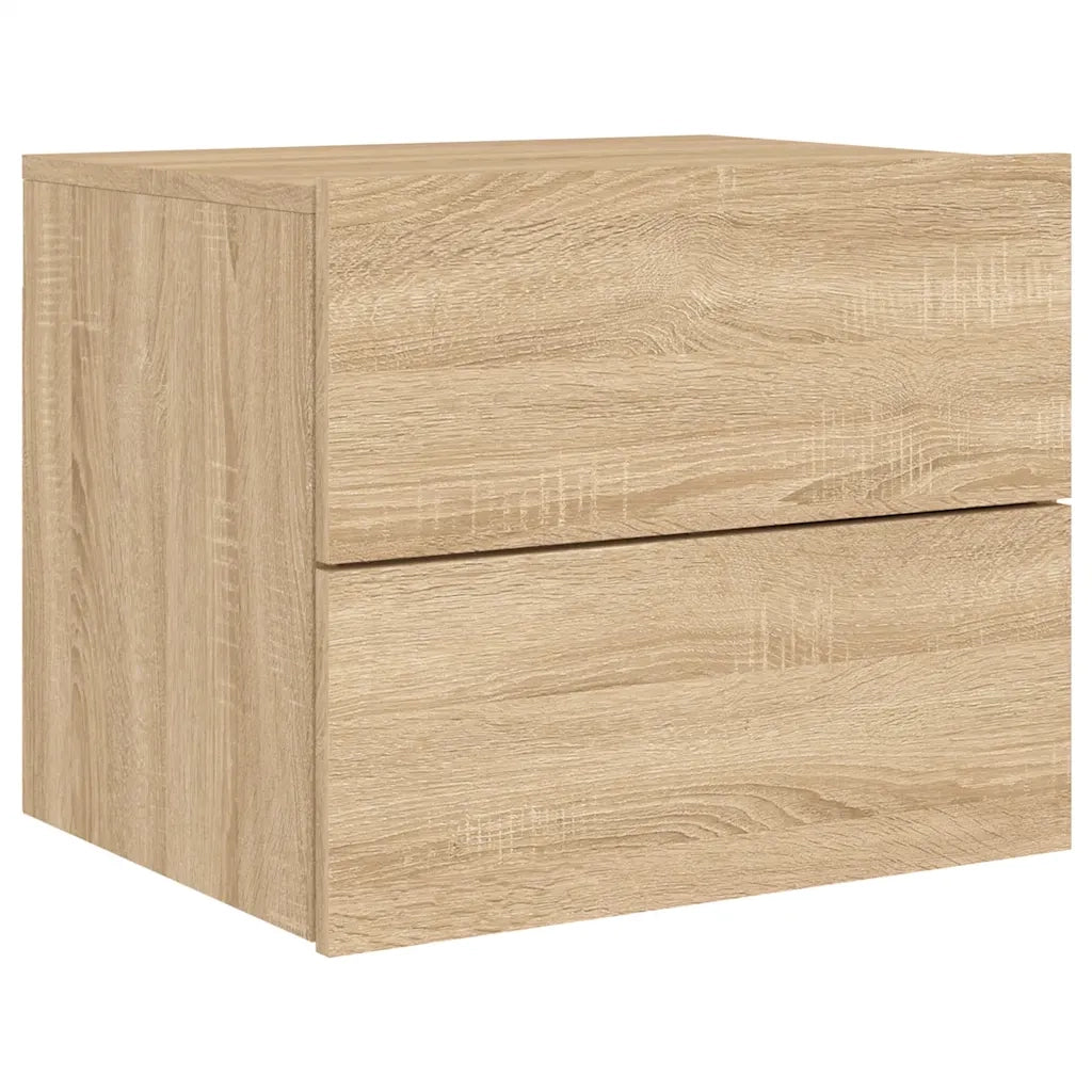 Comodino a Parete-Tavolino da notte con luci LED Rovere Sonoma