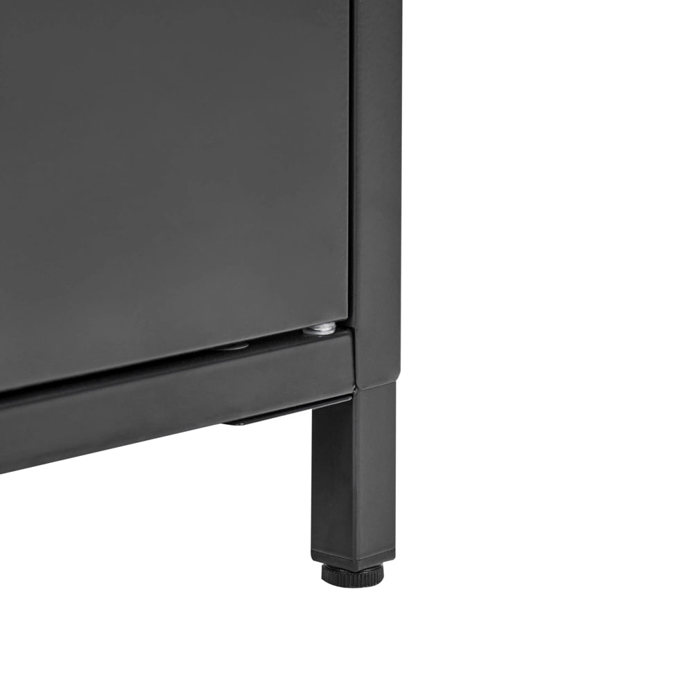 Armadio Portaoggetti Home Office Acciaio nero 2 Ante 4 Ripiani Design Industriale