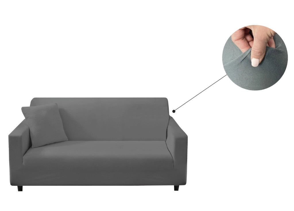 Copridivano Antimacchia Elasticizzato Penisola Componibile Tinta Unita Modello Perfetto - 4 posti - Grigio Scuro