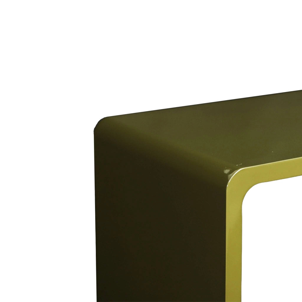 Set di 2 tavolini impilabili finitura lucida, verde kaki