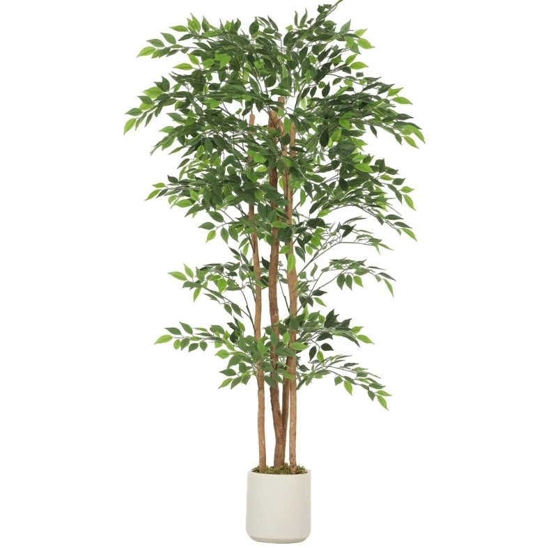 Albero artificiale banyan 75 x 75 x 180 cm verde, tronco in legno, senza montaggio