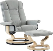 Poltrona Relax 360 Gradi Girevole con Funzione di Riposo con Piede - Colorazione Grigia Chiara - Dimensioni 75 x 77 x 103 cm