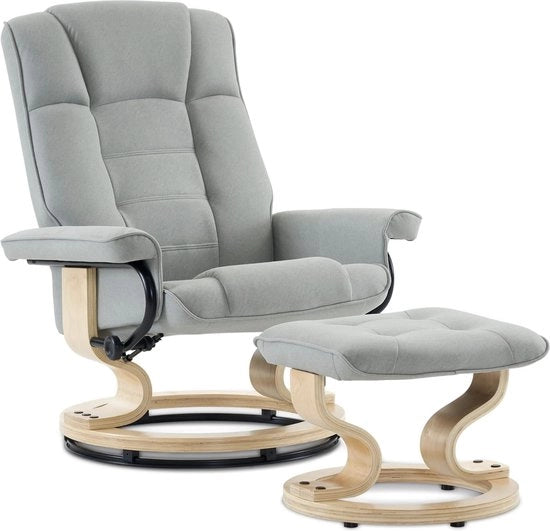 Poltrona Relax 360 Gradi Girevole con Funzione di Riposo con Piede - Colorazione Grigia Chiara - Dimensioni 75 x 77 x 103 cm