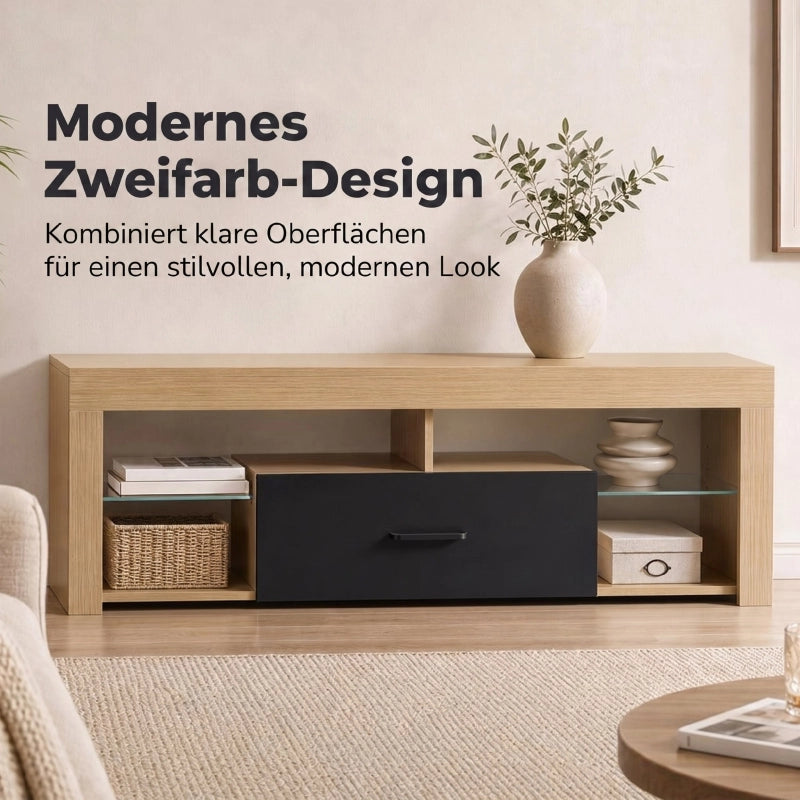 MOBILE TV per TV fino a 65 pollici 140x40 cm Rovere e nero