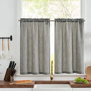 Set di tende a lino per finestre - 63 x 90 cm - Semi trasparente - Adatto per cucina/soggiorno