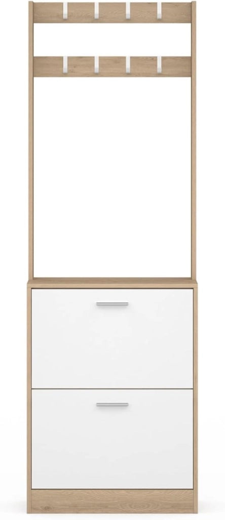 Scarpiera KLARK a 2 ante con effetto legno e bianco