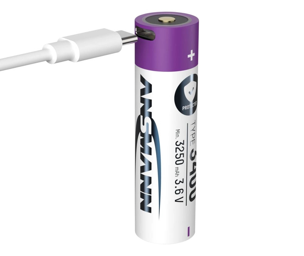 Batteria agli ioni di litio 18650 3400 mAh con presa di ricarica USB Type-C