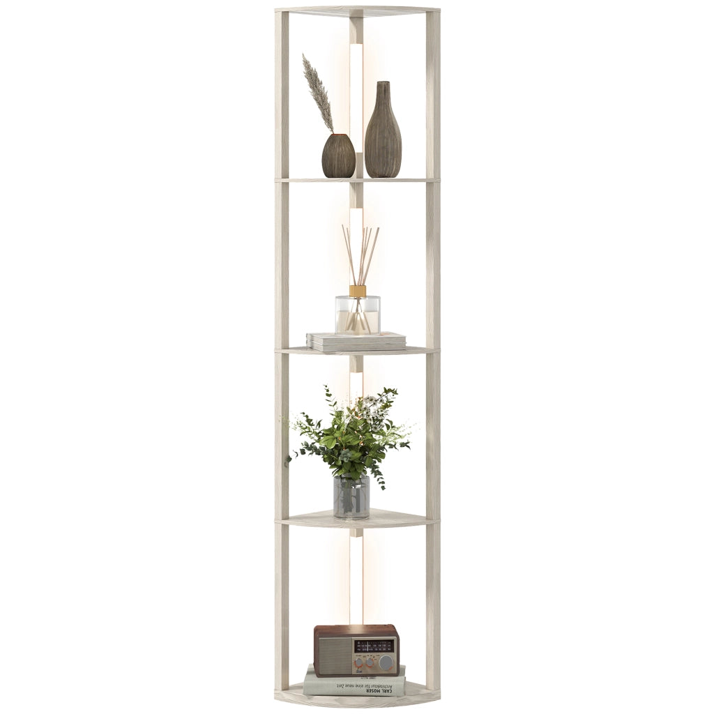 Libreria Angolare LED Dimmabile ¨C zephmum ¨C 41x30x164cm Quercia