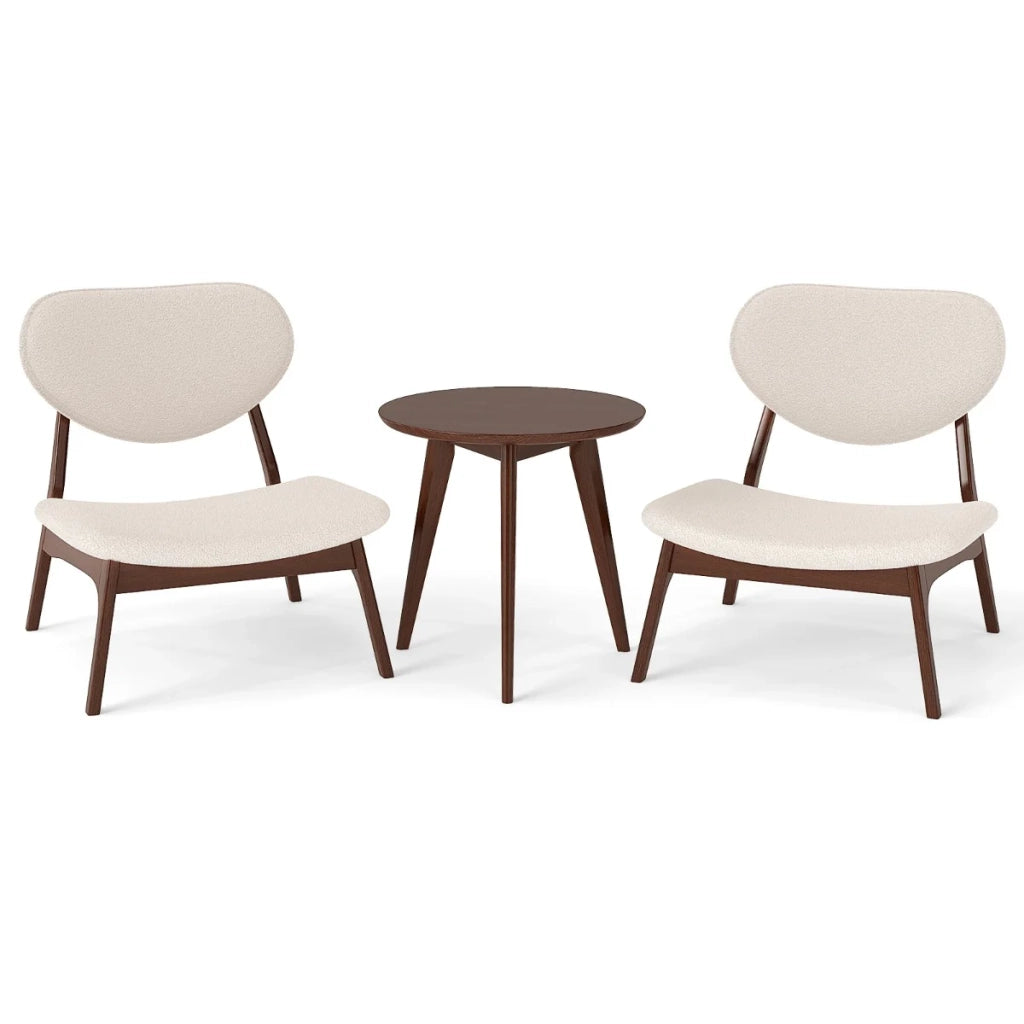 Set di 2 comode poltrone con tavolino laterale 73 x 71,5 x 73 cm seduta ergonomica design moderno legno massello beige 20_0017062