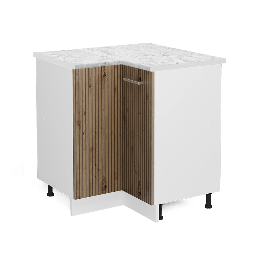 Mobile ad angolo cucina R-Line Rovere artigianale/Bianco 75.6 cm, PL Marmo Vicco