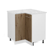 Mobile ad angolo cucina R-Line Rovere artigianale/Bianco 75.6 cm, PL Marmo Vicco