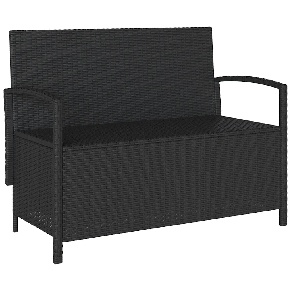 Panca Portaoggetti da Giardino con Cuscino in Polyrattan Nero 4104211