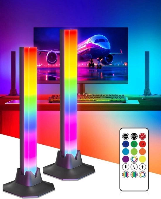 Barra di luce LED RGB IC a distanza con controllo remoto sincronizzazione con la TV - illuminazione di sfondo intelligente per gaming - 8 modalità dinamiche - 16 milioni di colori - lampada 5050 a filamenti - pacchetto da 2 unità