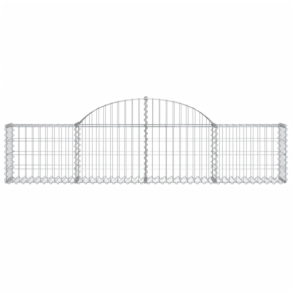 Cestini gabbioni recinzione a gabbia muro di contenimento ad arco 6 pezzi 200 x 30 x 40/60 cm ferro zincato argento 02_0040990