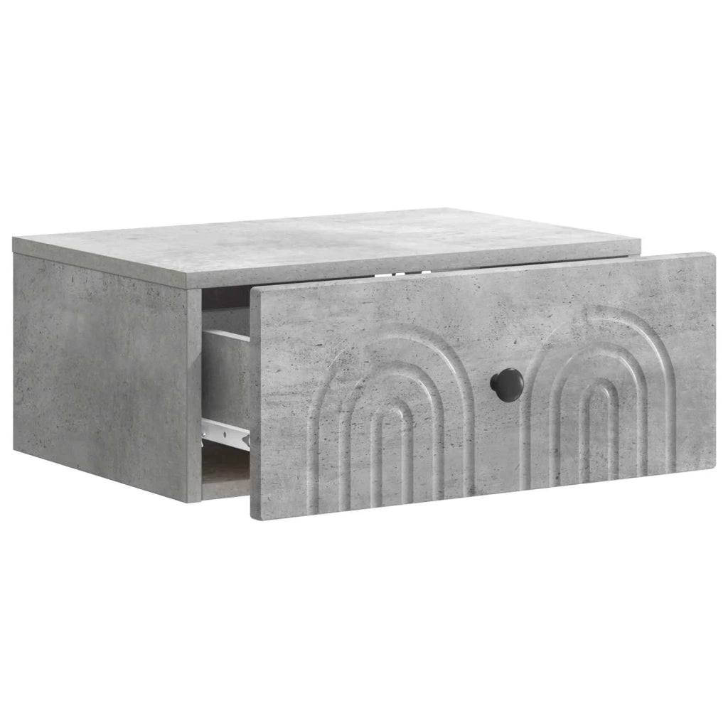 Set di 2 Comodini | Armadio da Notte | Mobiletto da notte a muro con cassetto Grigio Cemento