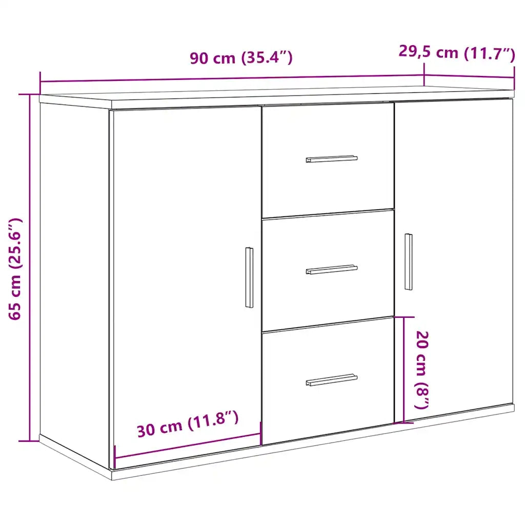 Credenza Legno Antico 90x29,5x65 cm in Legno Multistrato 855978