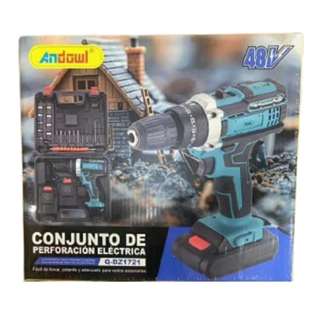 Trade Shop - Set Trapano Avvitatore Elettrico A Batteria 48v Con Valigetta Porta Attrezzi Q-dz1721 -