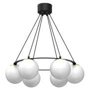 Lampada sospensione Luminex Ballo ring nero 6 sfere bianche