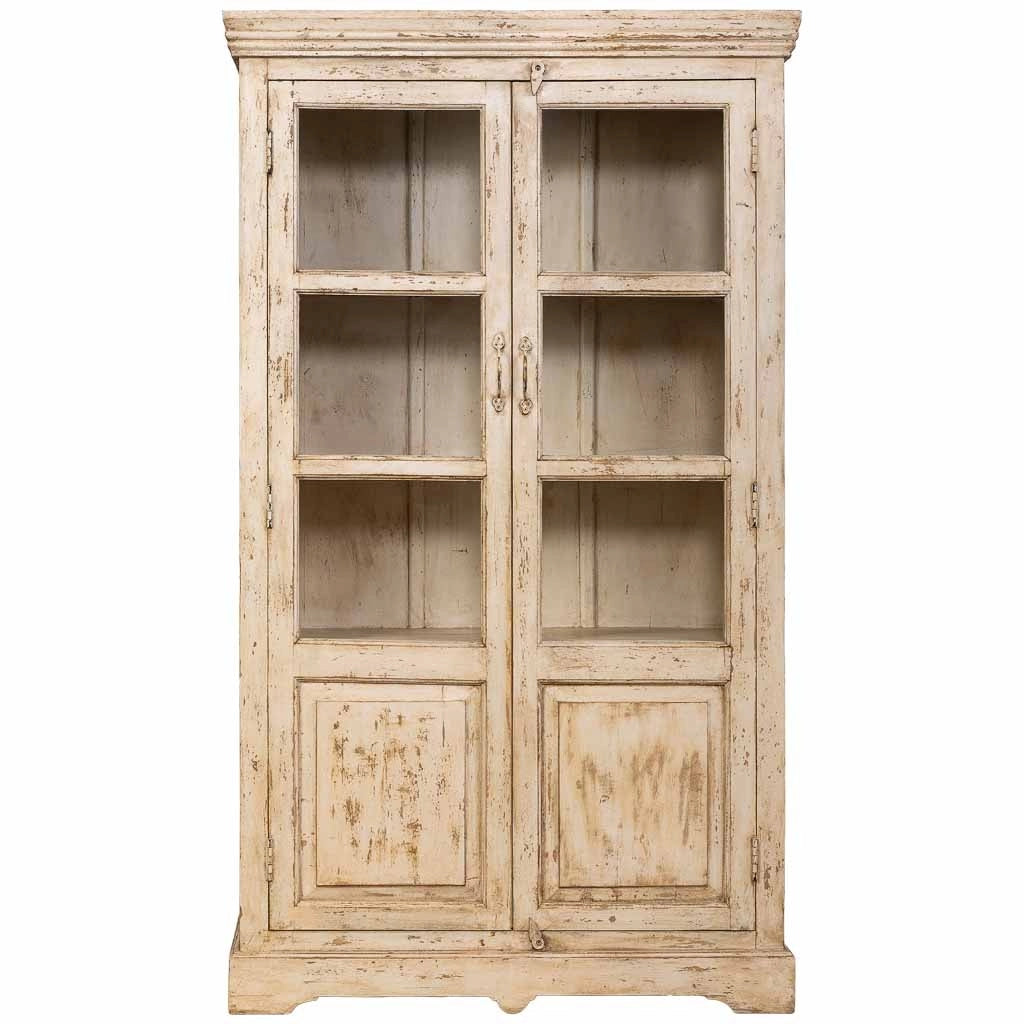 Vetrina in legno beige fatta a mano 105x40x180h cm