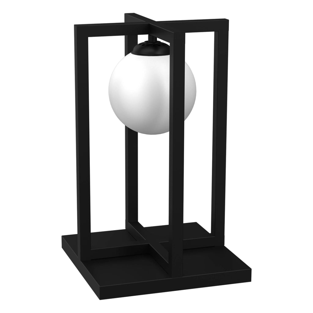 Lampada tavolo loft nera sfera vetro Diego Milagro E14