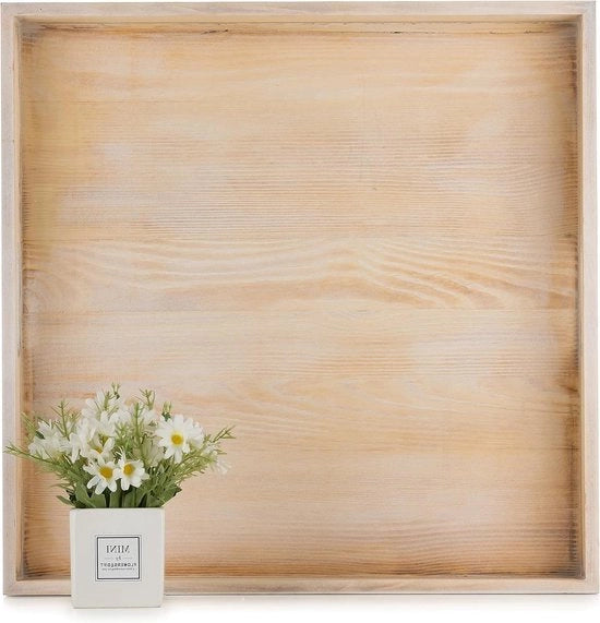 Piatto da tavolo XXL 60x60 cm - quadrato 55 cm - piatto da tavolo in legno - piatti da tavolo decorativi rustici - soggiorno cucina Ottomana - piatto da tavolo con legno leggermente annerito. piatto da tavolo 60x60 cm.
