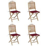 Set da Pranzo da Giardino 5 pz Pieghevole con Cuscini in Bambù 3063969