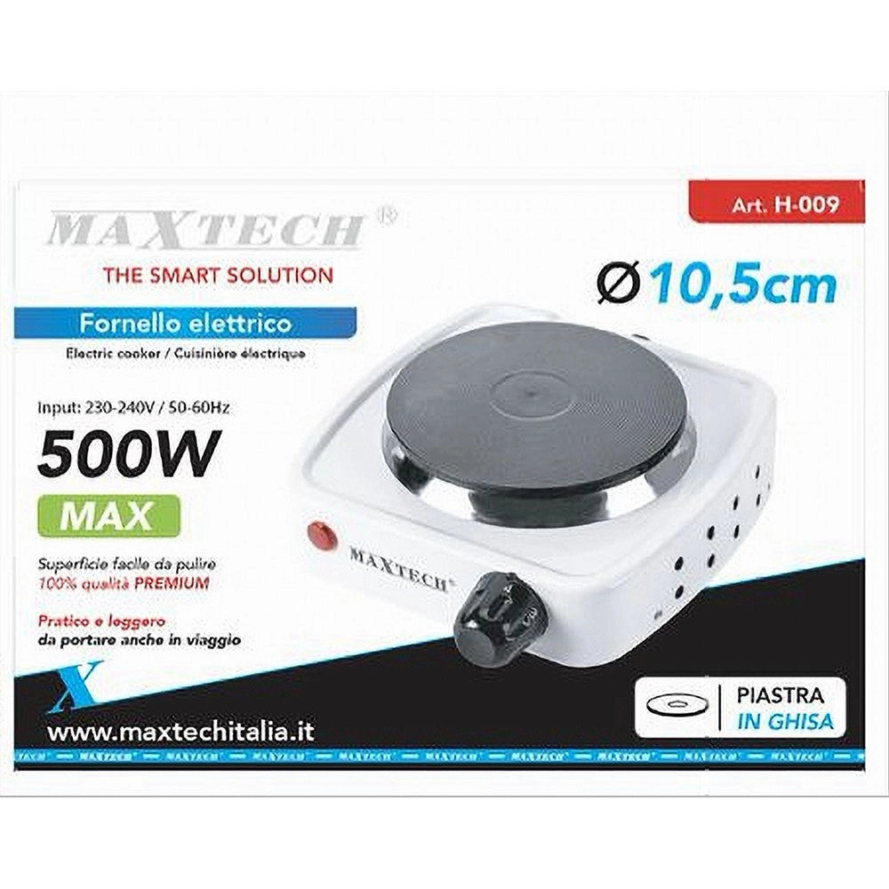 Trade Shop - Fornello Elettrico 500w Regolabile Piastra 105mm Campeggio Vacanza Maxtech H-009 -
