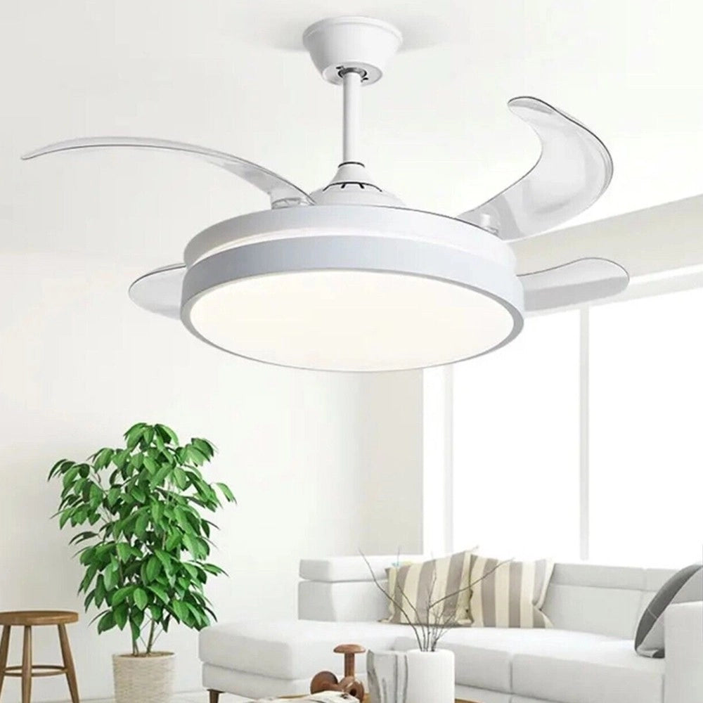 Trade Shop - Plafoniera Moderna Led Con Ventilatore Soffitto Cambia 3 Luci Telecomando F7189 -