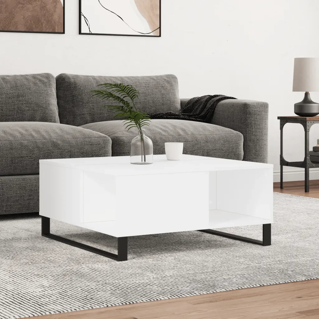 Tavolino da salotto | Tavolino da caff¨¨ | Tavolino da Soggiorno Bianco 80x80x36,5 cm in Legno Multistrato