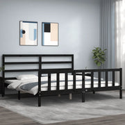 Giroletto con Testiera-Struttura Letto con testiera Nero 200x200 cm in Legno Massello 483305