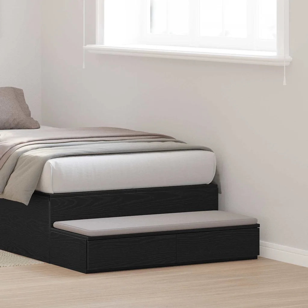 Cassetti per letto con cassetto Rovere Nero 75 x 36,5 x 16,5 cm 866964