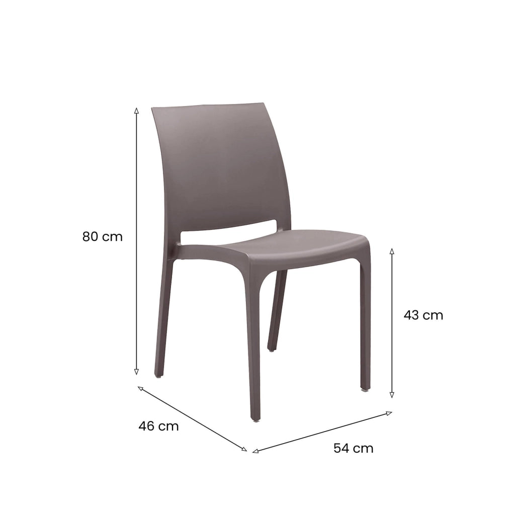Sedia da esterno Camo, Seggiola da giardino, Seduta outdoor multiuso, Panchina da giardino, Made in Italy, 54x46 h80 cm, Tortora