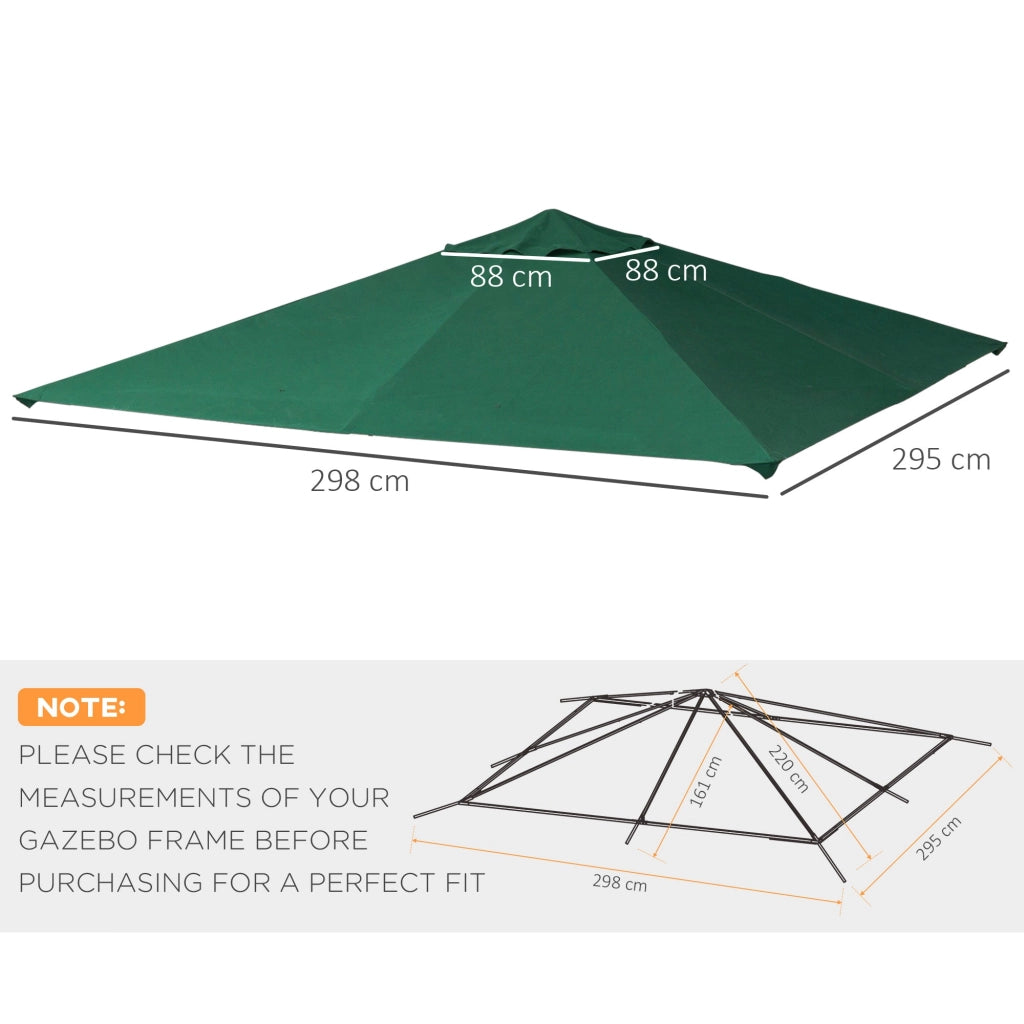 Tetto di Ricambio per Gazebo da Giardino 3x3m in Poliestere Verde