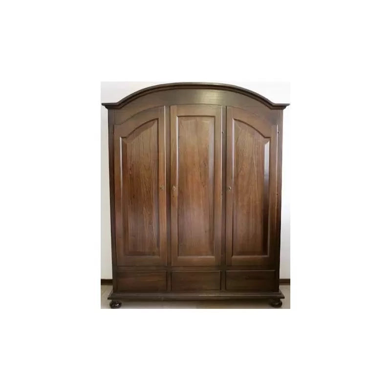 Armadio arte povera 3 porte 3 cassetti sagomato tinta noce 181x61x224 - Mobili 2G