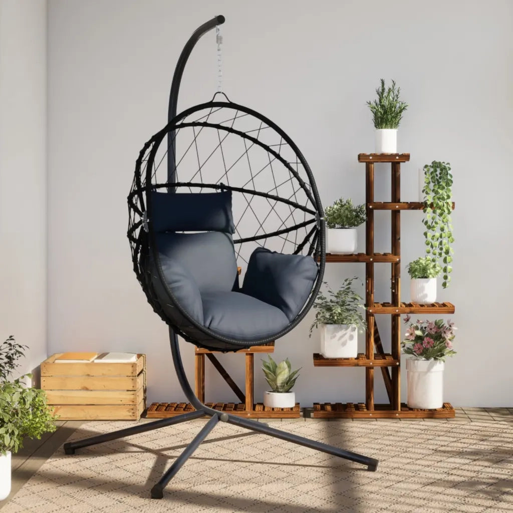 Sedia a Uovo Sospesa con Supporto Antracite Polyrattan/Acciaio CFW7068534