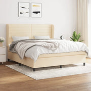 Giroletto a Molle con Materasso Crema 160x200 cm in Tessuto