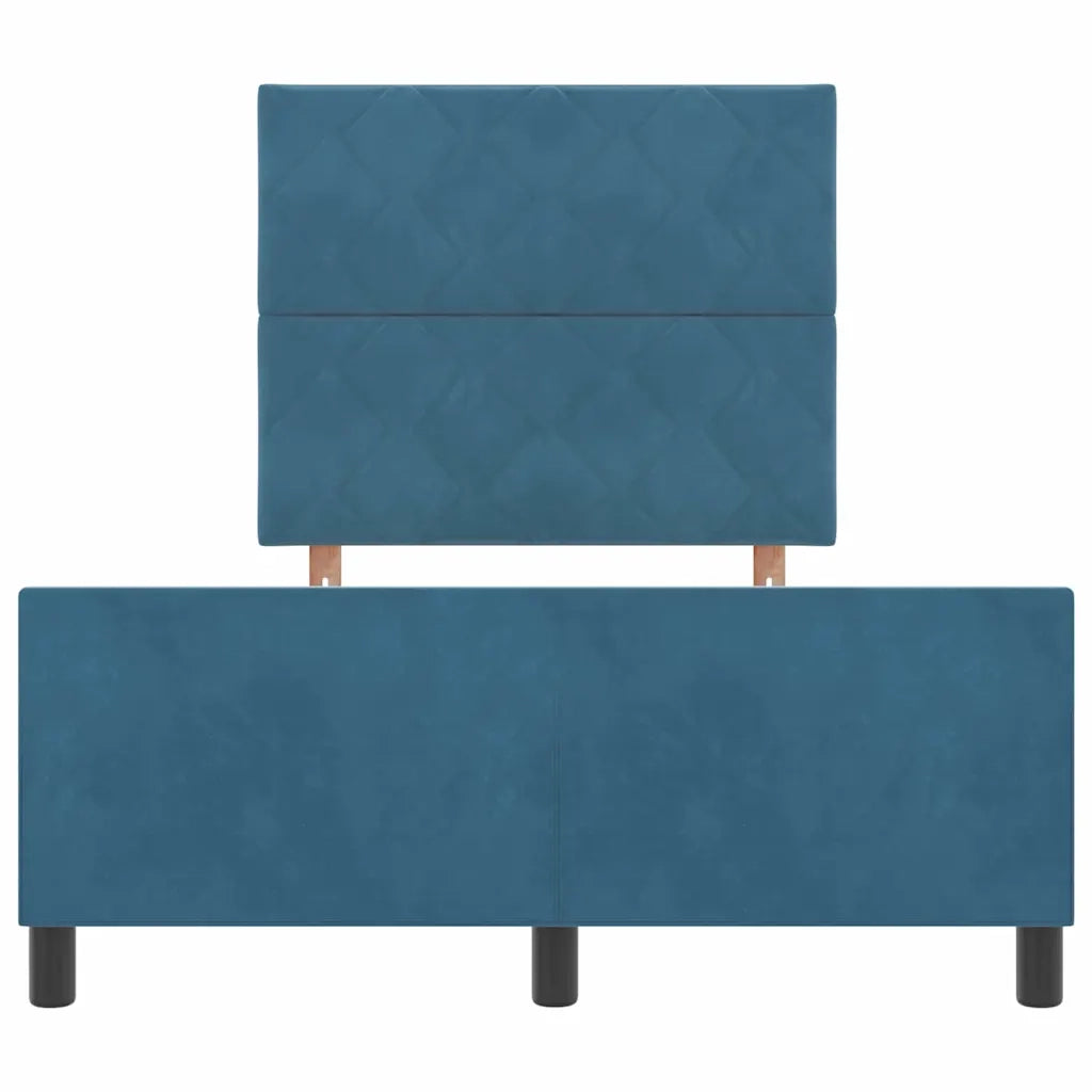 Letto a molle con testiera Blu Scuro 120 x 190 cm Velluto