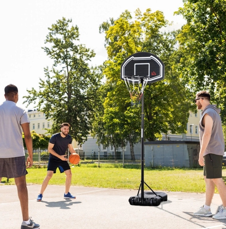 Canestro da basket da esterno regolabile 160-210 cm con base zavorrabile e ruote