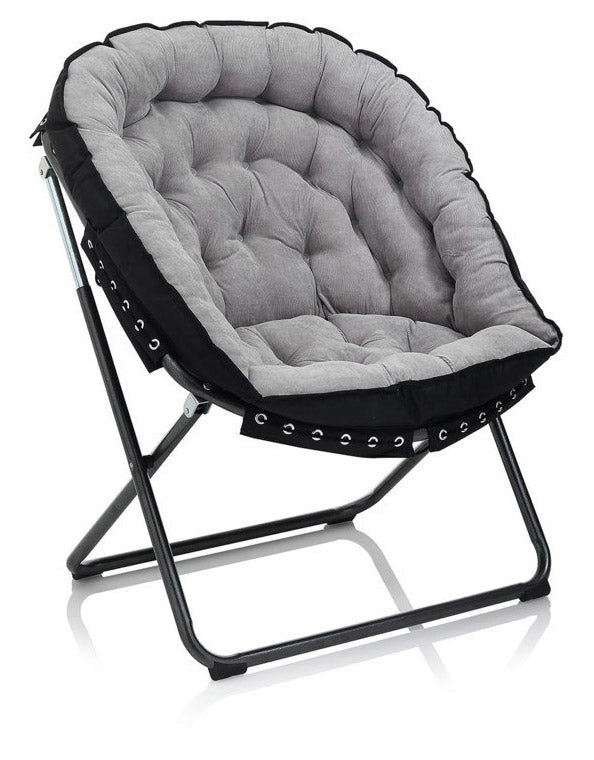 Poltrona Imbottita 77x70x92 cm in Velluto Grigio Chiaro